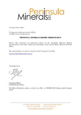 18 Se p te m b e r 2008  C o m p a nie s Anno unc e m e nt O ffic e  Via  Ele c tro nic  Lo d g e