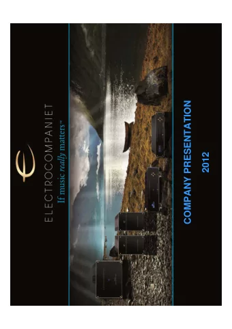 COMPANY PRESENTATION  2012  Highlights  The Electrocom paniet story  1973  company established and