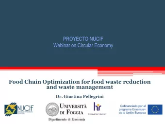 PROYECTO NUCIF Webinar on Circular Economy  Food Chain Optimization for food waste reduction  and