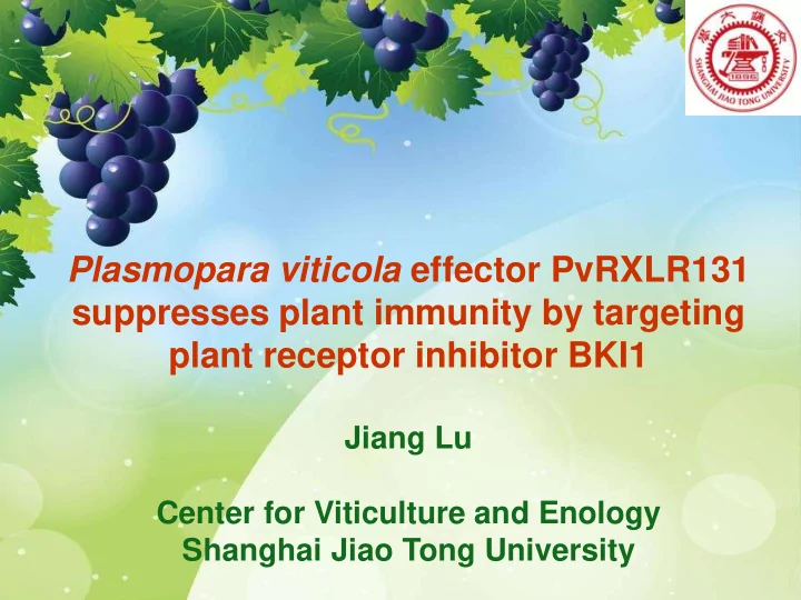 jiang lu center for viticulture and enology shanghai jiao