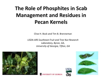 The Role of Phosphites in Scab  Management and Residues in  Pecan Kernels  Clive H. Bock and Tim B.