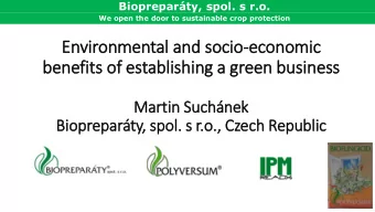 Environmental and socio-economic  benefits of establishing a green business  Martin Suchnek