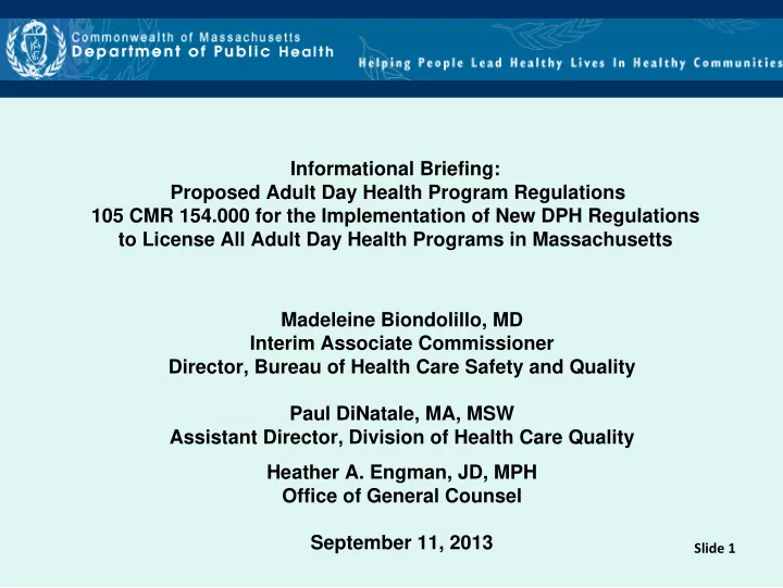 informational briefing proposed adult day health program