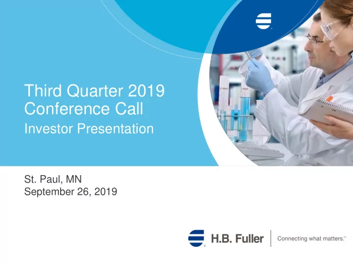 third quarter 2019 conference call