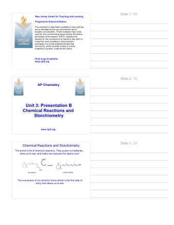 AP Chemistry  Unit 3: Presentation B  Chemical Reactions and  Stoichiometry  www.njctl.org  Slide 3