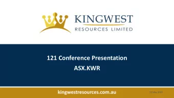 ASX.KWR  19 May 2020  Disclaimer  FOR CONSIDERATION This presentation has been prepared by Kingwest