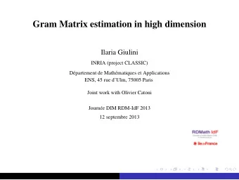 Gram Matrix estimation in high dimension  Ilaria Giulini  INRIA (project CLASSIC)  D  epartement