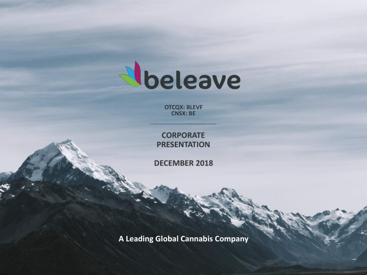 corporate presentation december 2018 a leading global