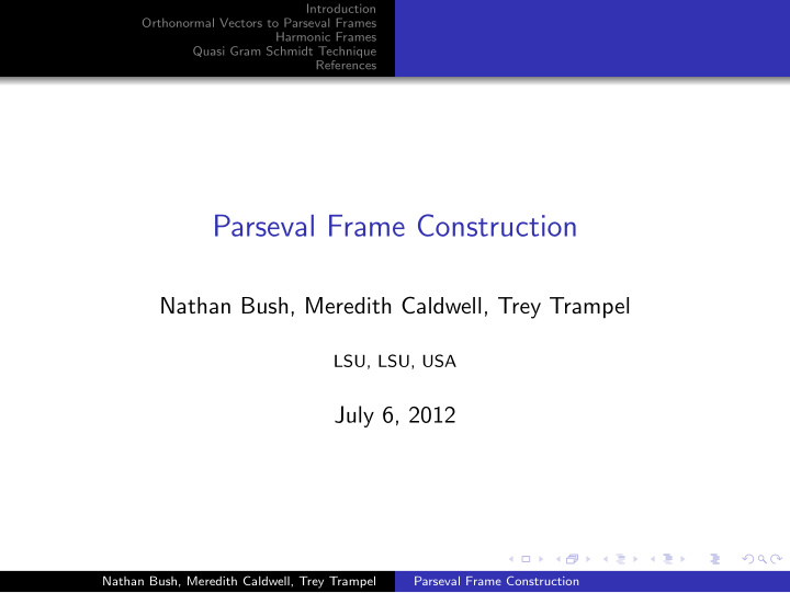 parseval frame construction
