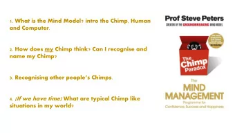 1. What is the Mind Model? intro the Chimp, Human  and Computer.  2. How does my Chimp think? Can I