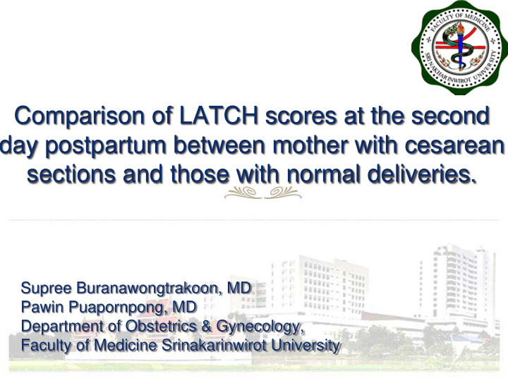comparison of latch scores at the second day postpartum