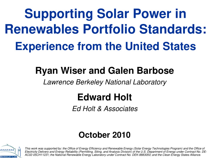 supporting solar power in renewables portfolio standards