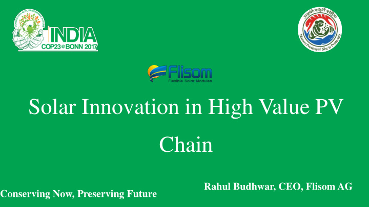 solar innovation in high value pv chain