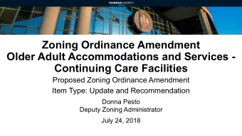 Zoning Ordinance Amendment  Older Adult Accommodations and Services -  Continuing Care Facilities