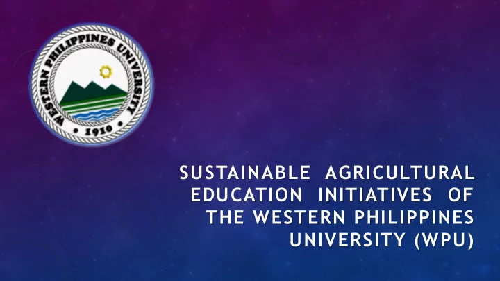 sustainable agricultural