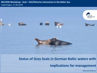 Status of Grey Seals in German Baltic waters with  implications for management  Michael Dhne