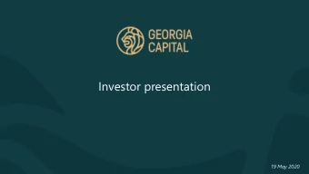 Investor presentation  19 May 2020  Page 1  Forward looking statements  Disclaimer  This