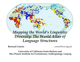 Mapping the Worlds Linguistic  Diversity: The World Atlas of Language Structures  Bernard Comrie