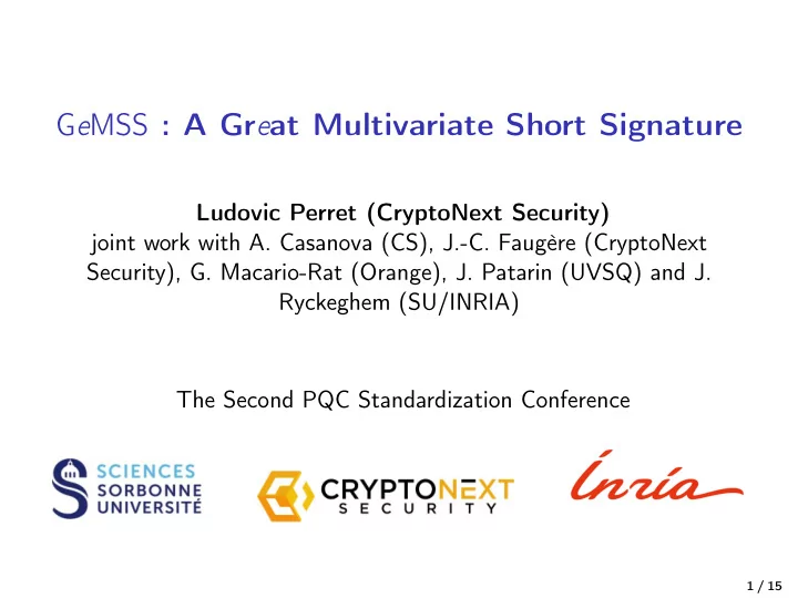 g e mss a gr e at multivariate short signature