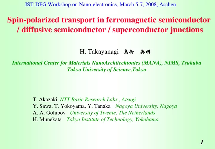 spin polarized transport in ferromagnetic semiconductor