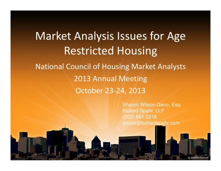 market analysis issues for age restricted housing