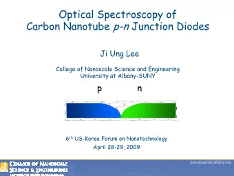 Optical Spectroscopy of Carbon Nanotube p-n Junction Diodes  Ji Ung Lee  College of Nanoscale