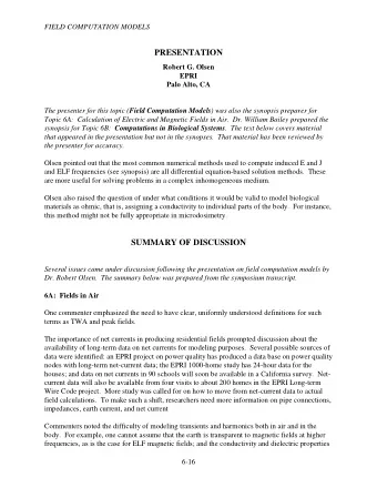 PRESENTATION  Robert G. Olsen  EPRI  Palo Alto, CA The presenter for this topic ( Field Computation