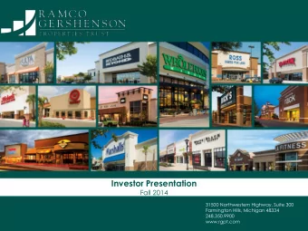 Investor Presentation  Fall 2014  31500 Northwestern Highway, Suite 300  Farmington Hills, Michigan
