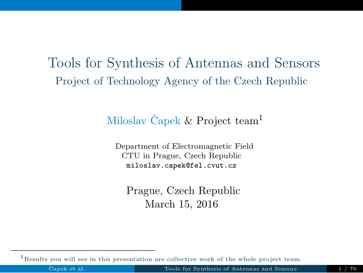 tools for synthesis of antennas and sensors