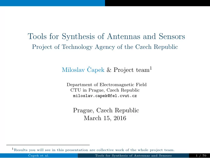 tools for synthesis of antennas and sensors