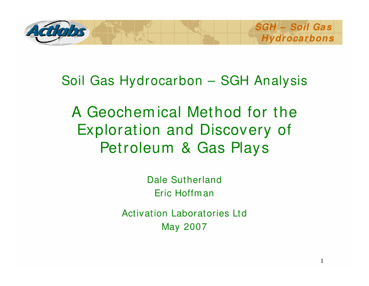 a geochemical method for the exploration and discovery of