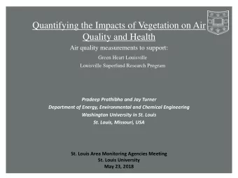 Quantifying the Impacts of Vegetation on Air  Quality and Health  Air quality measurements to