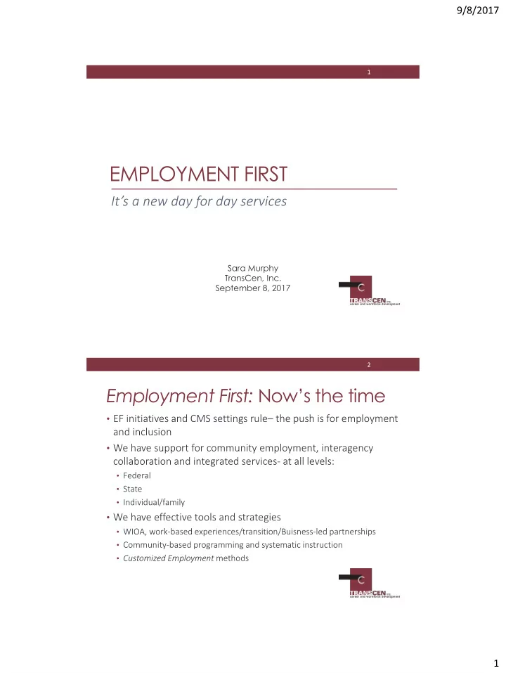 employment first