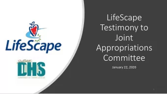 Testimony to  Joint  Appropriations  Committee  January 22, 2020  1  20  2020  20 Le  Legisla