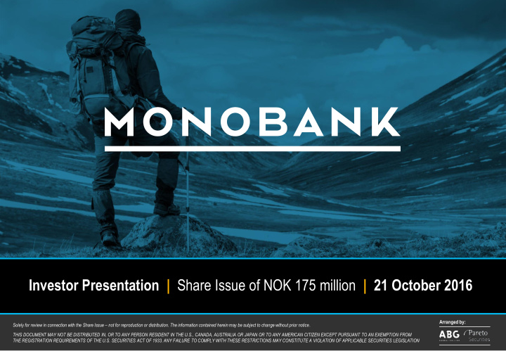 investor presentation share issue of nok 175 million 21