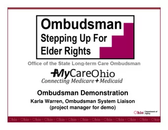 Department of  Aging  Office of the State Long-term Care Ombudsman  Ombudsman