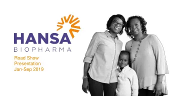 Road Show  Presentation  Jan-Sep 2019  Forward-looking statement  This presentation may contain