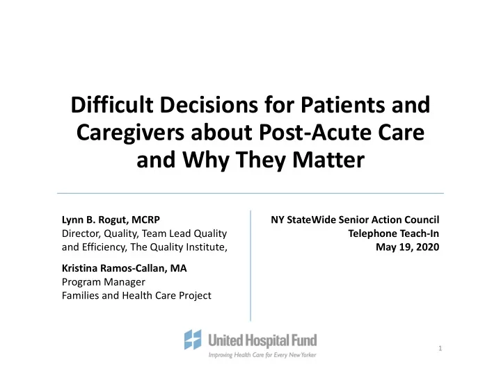 difficult decisions for patients and caregivers about
