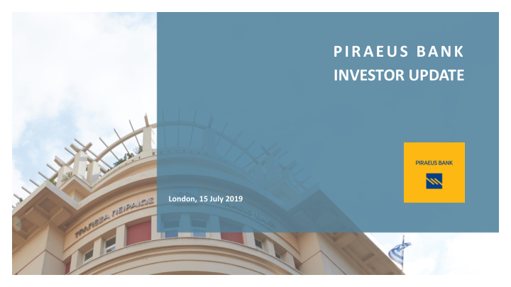 piraeus bank investor update