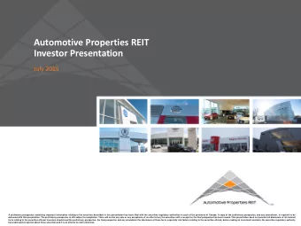 Automotive Properties REIT  Investor Presentation  July 2015  A preliminary prospectus containing