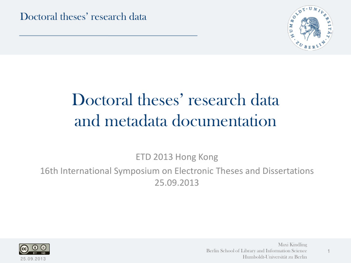 doctoral theses research data and metadata documentation