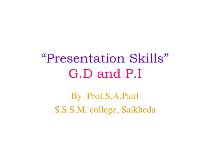presentation skills g d and p i