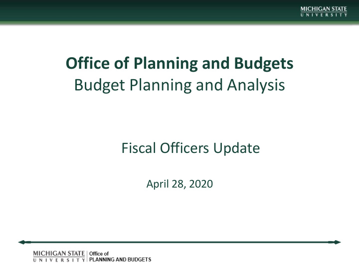 office of planning and budgets budget planning and