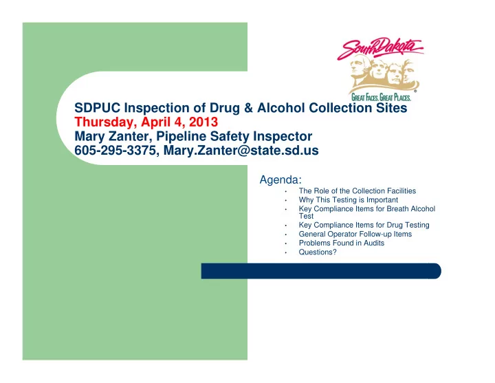 sdpuc inspection of drug amp alcohol collection sites