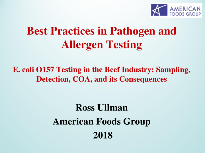best practices in pathogen and
