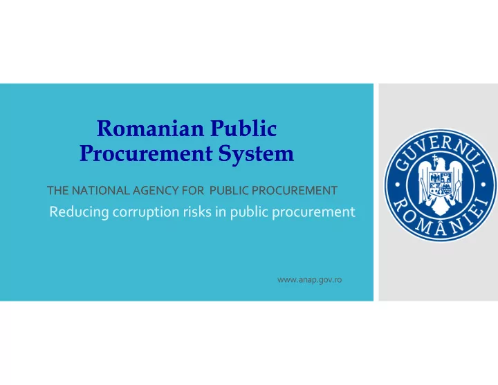 romanian public romanian public procurement system