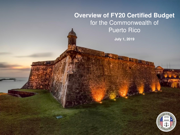 overview of fy20 certified budget for the commonwealth of