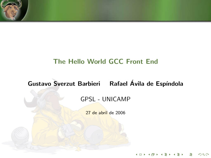 the hello world gcc front end
