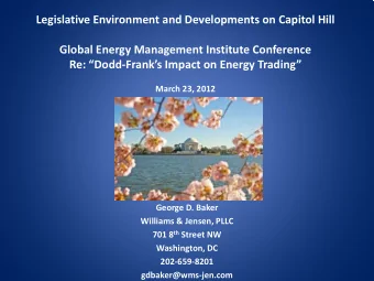 Legislative Environment and Developments on Capitol Hill  Global Energy Management Institute
