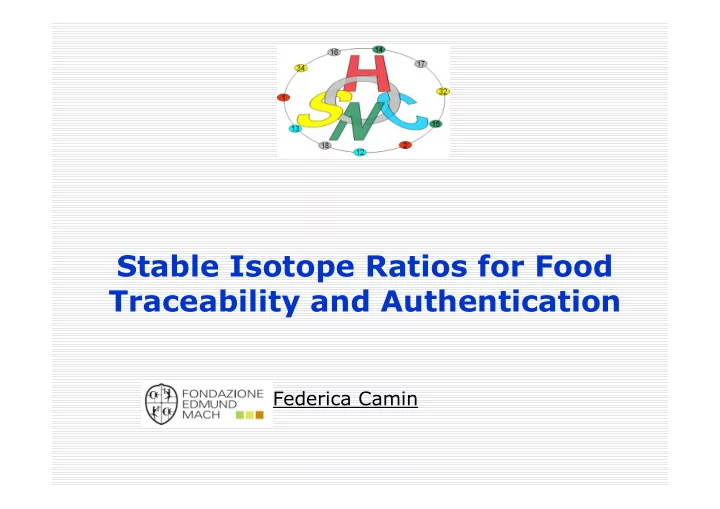 stable isotope ratios for food traceability and